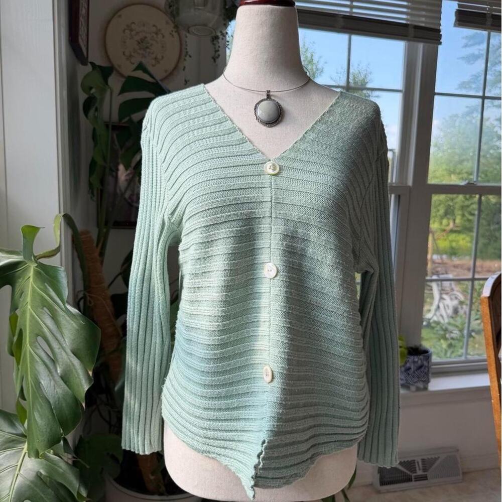 Vintage 90s Putorti Sea Foam Green Knit Sweater Large